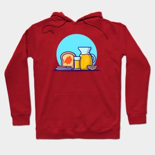 Orange Juice with Toast Bread Cartoon Vector Icon Illustration Hoodie